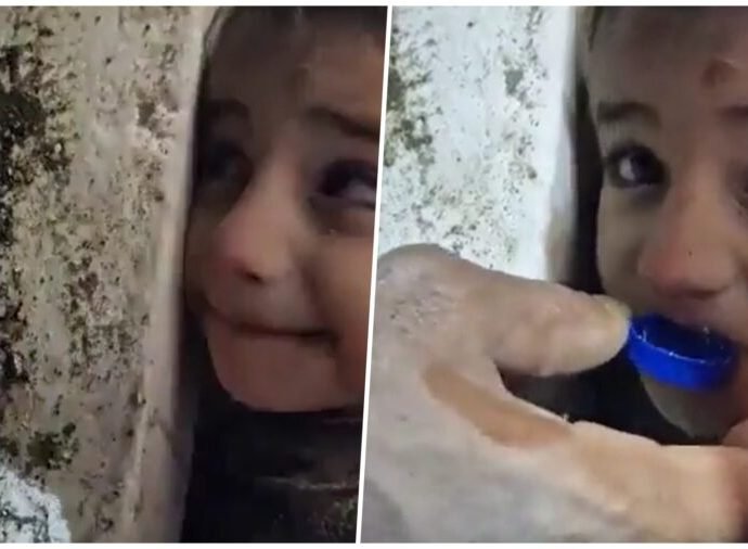  Спасувачите од капаче му даваат вода на момче кое поминало 45 часа во урнатините (ВИДЕО)