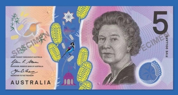  Австралија ја менува банкнотата од пет долари со ликот на кралицата Елизабета