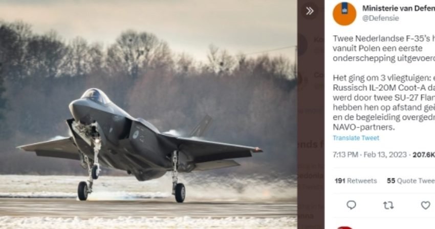  Холандски борбени авиони пресретнаа руски авиони во близина на Полска