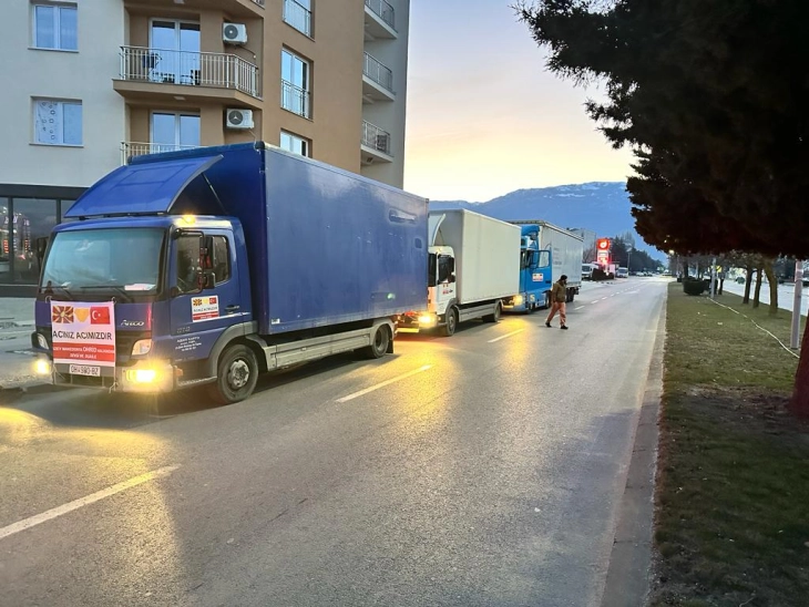 Три камиони со помош од Струга Охрид Лабуништа и регионот заминаа за Турција и Сирија
