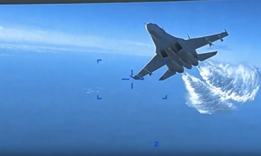  Американската војска објави видео од „средбата“ на рускиот ловец и дронот над Црното Море