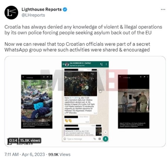  Објавени WhatsApp пораки на хрватската полиција за нелегалното враќање на мигранти