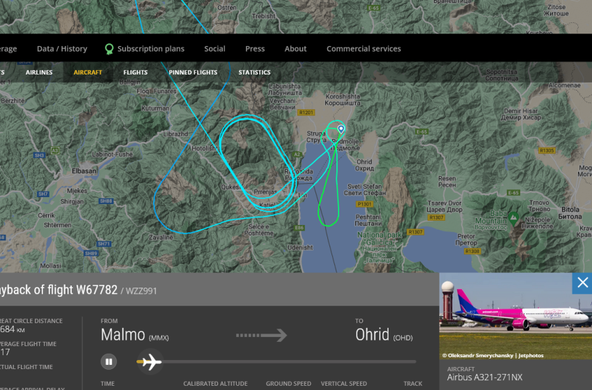  ФОТО: Авион два часа кружи на Охрид и не може да слета поради невреме!
