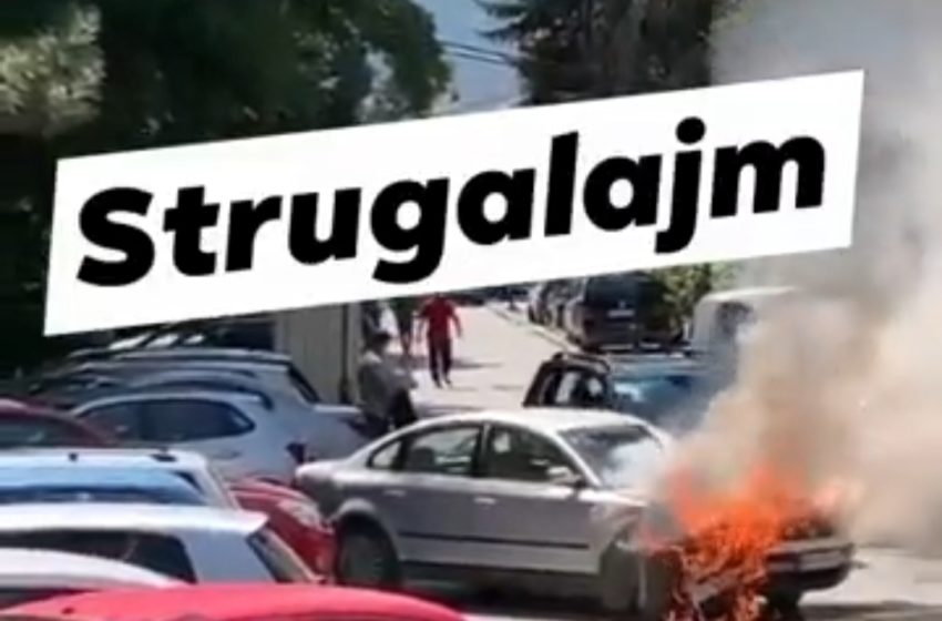 ВИДЕО: Се запали автомобил во Струга
