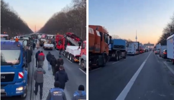  ВИДЕО: Голем протест во Германија – еве колку трактори има на улиците