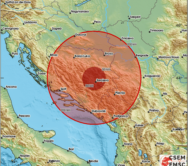  Силен земјотрес со јачина од 4 степени утрово го потресе Сараево