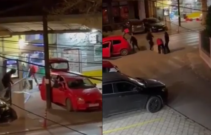  (Видео) Филмски грабеж во Скопје: со возило влетаа во маркет и го одзедоа сефот