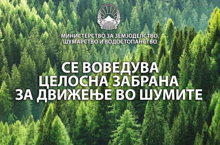  Од денеска се воведува целосна забрана за движење во шумите