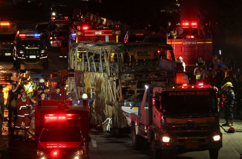  Повеќе од 20 деца се водат за исчезнати по пожарот во автобус во Тајланд