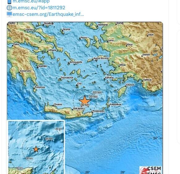  Земјотрес со јачина од 6,1 степени по Рихтер го погоди грчки Крит, издадено предупредување за цунами