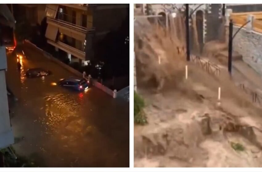  ВИДЕО: Силна бура во Грција – поплавени патишта, затворени училишта