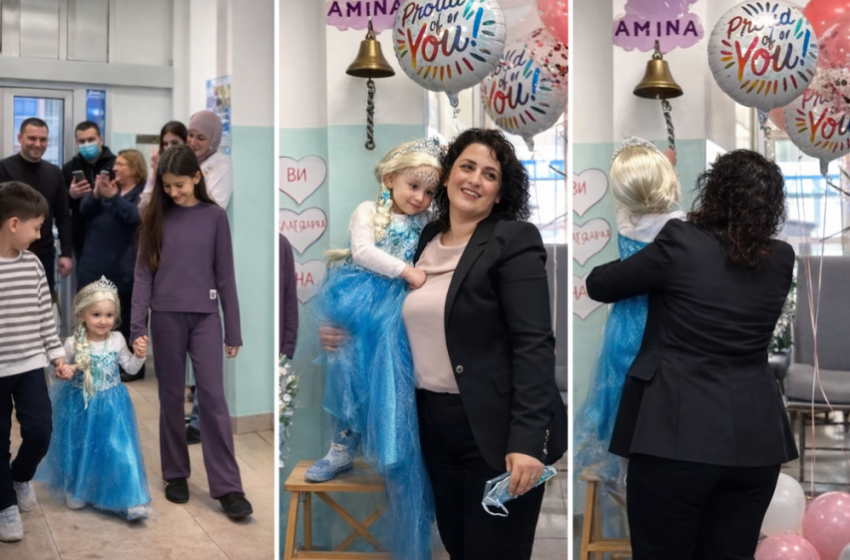  [ВИДЕО] Ѕвончето на надежта повторно заѕвони: Со круна на главата, малата Амина ја напушти Клиниката како вистинска принцеза-хероина