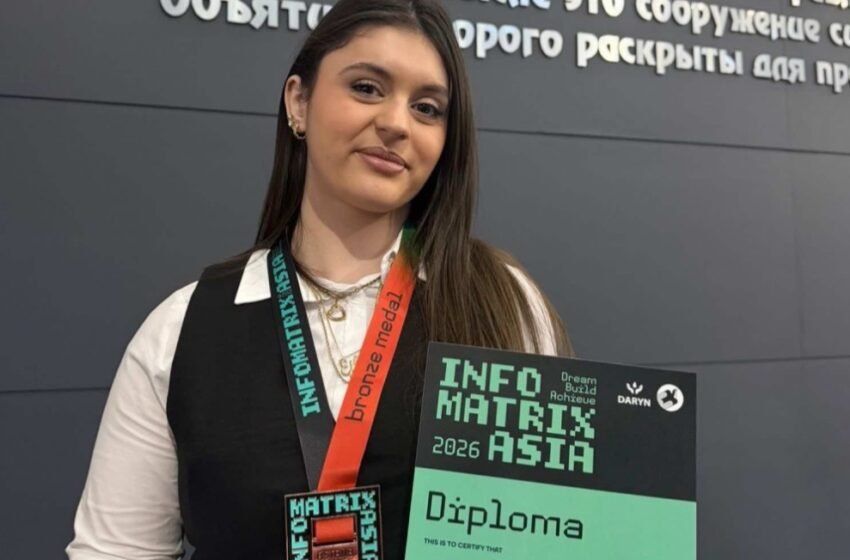  Ејлем Бекироска од Лабуништа освои бронзен медал на меѓународниот натпревар INFOMATRIX ASIA 2026 во Астана